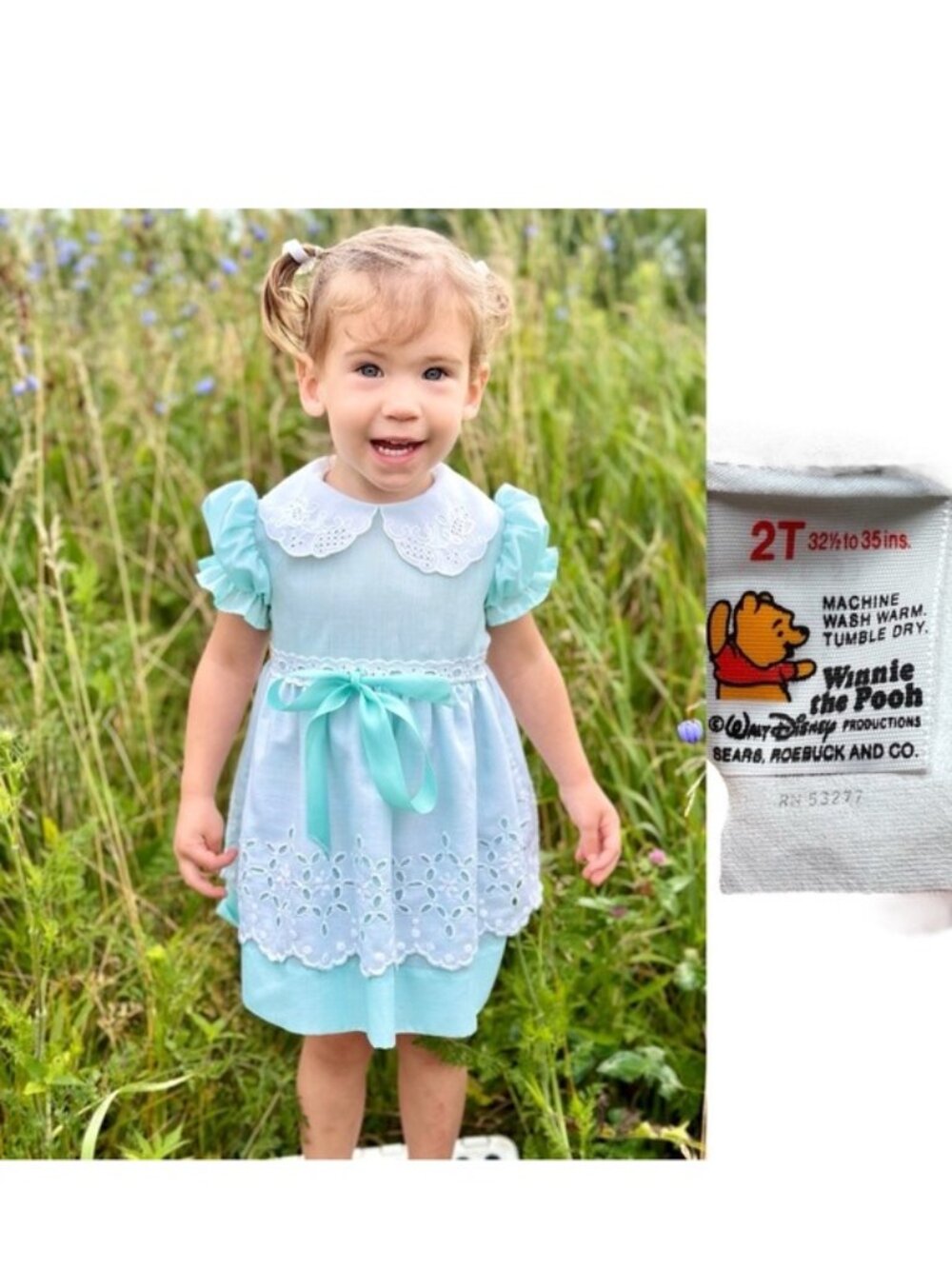 Disney | Winnie The Pooh Vintage Girls Powder Blue Dress | Size 2T